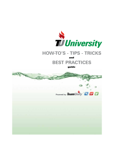 HOW-TOS - TIPS - TRICKS BEST PRACTICES - TeamUnify