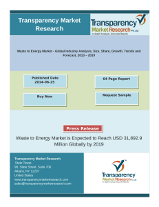 Waste to Energy Market Share 2013 - 2019