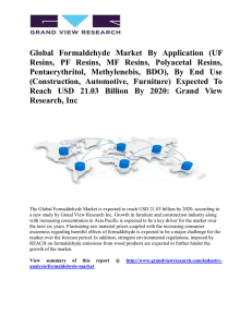 Formaldehyde Market Is Expected To Grow At A CAGR Of 7.1% From 2014 To 2020: Grand View Research, Inc.