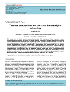 Teacher perspectives on civic and human rights education